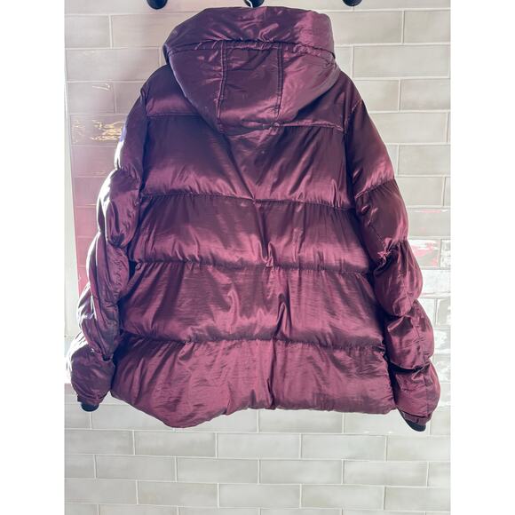 Sam Edelman Burgundy Maroon Puffer Short Winter Coat Jacket SIze XL - Picture 3 of 6